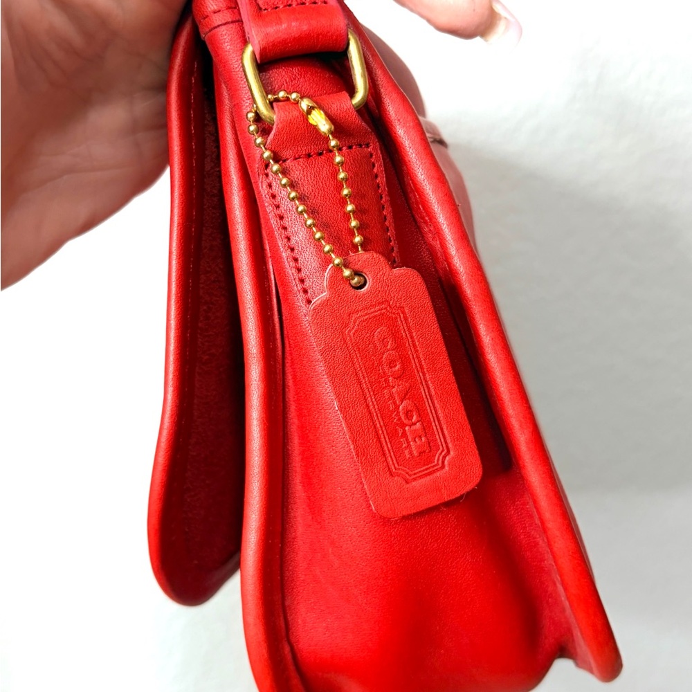 COACH Vintage Red Orange Leather Shoulder Bag Crossbody Large - Like New - Picture 7 of 16